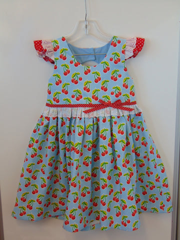 Cherries Jubilee Dress in Light Blue