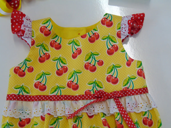 Cherries Jubilee Romper-Yellow